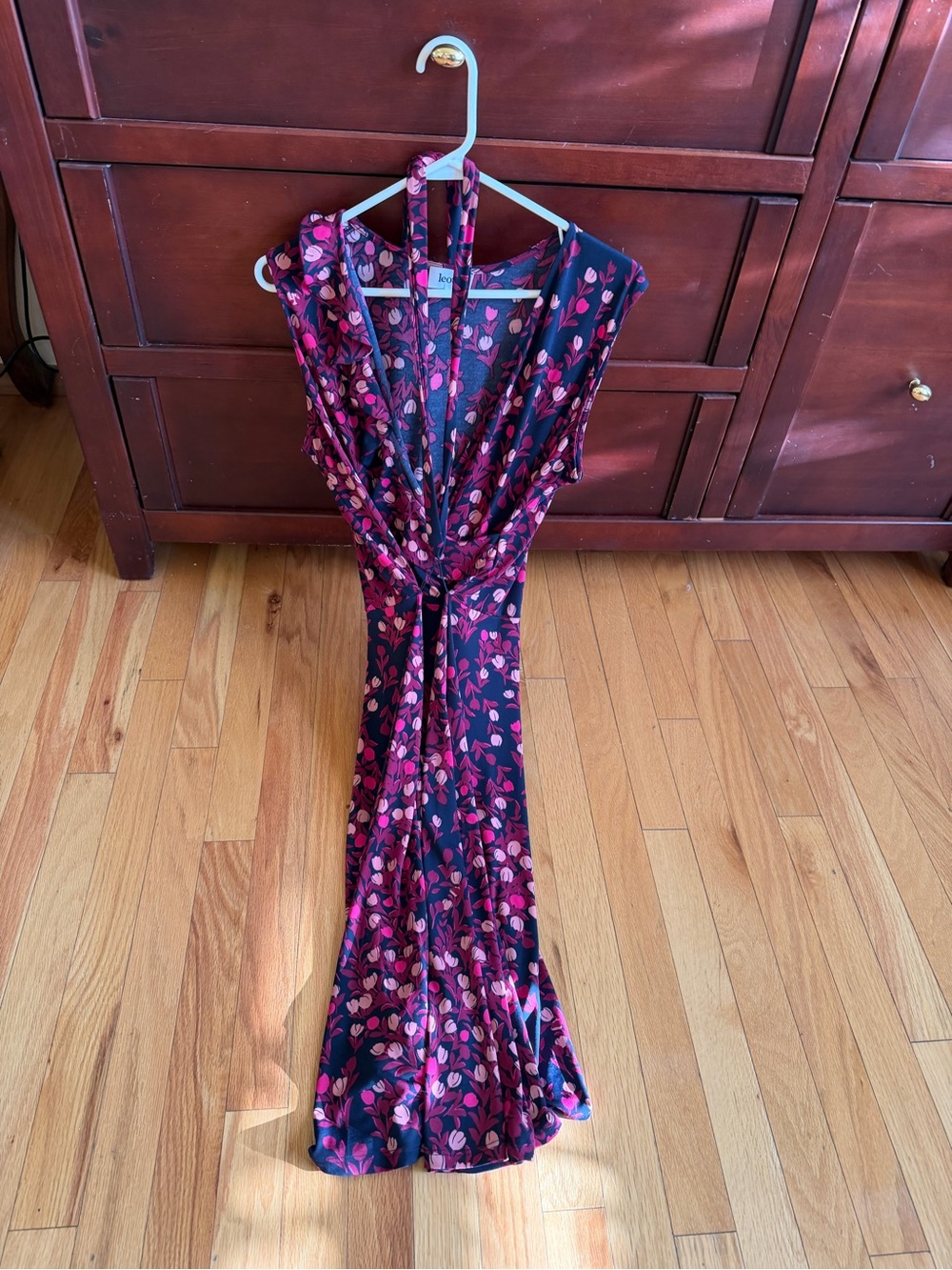 Leota Navy Maxi Dress with Pink Floral Print